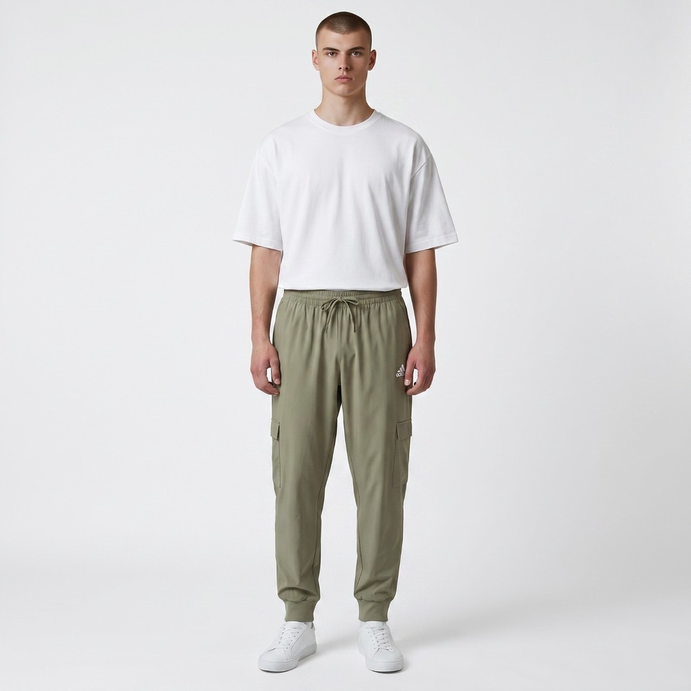 adidas Men's Woven Cargo Pants 2XL (39X28") Silver Pebble Light Green Tapered